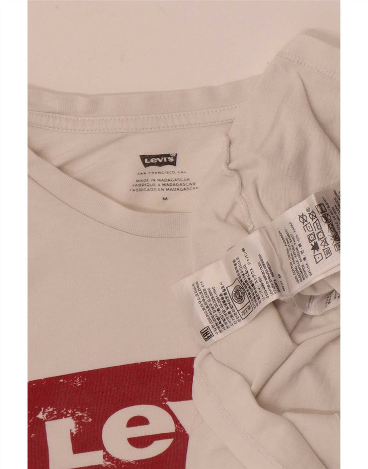 Levi's Dame Grafisk T-Shirt Top UK 14 Medium Hvid Bomuld
