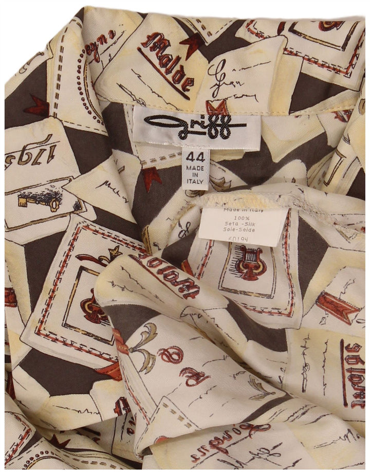 Griffe Dame Oversized grafisk skjorte bluse IT 44 Medium White Silke