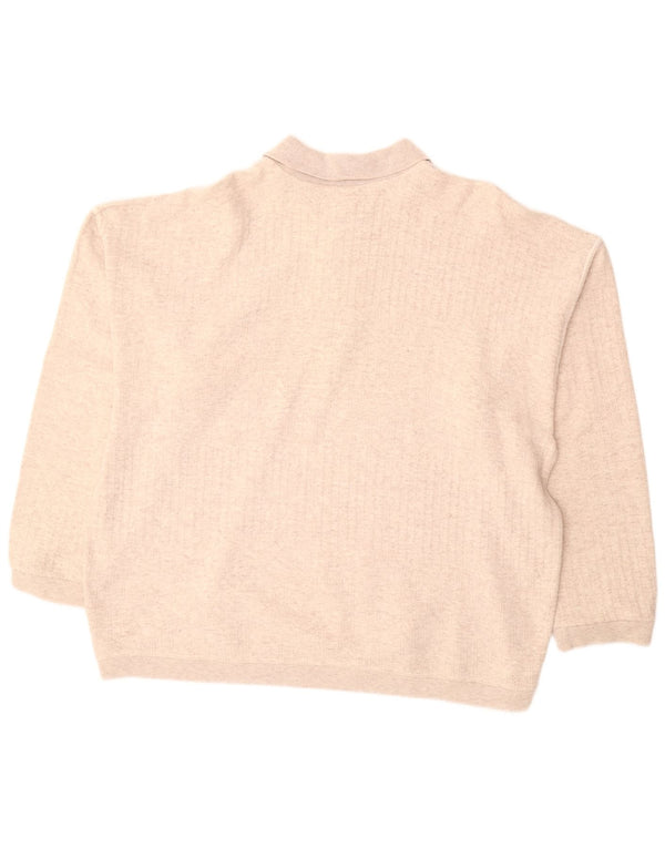 VINTAGE Herre Polo Neck Jumper Sweater 2XL Beige