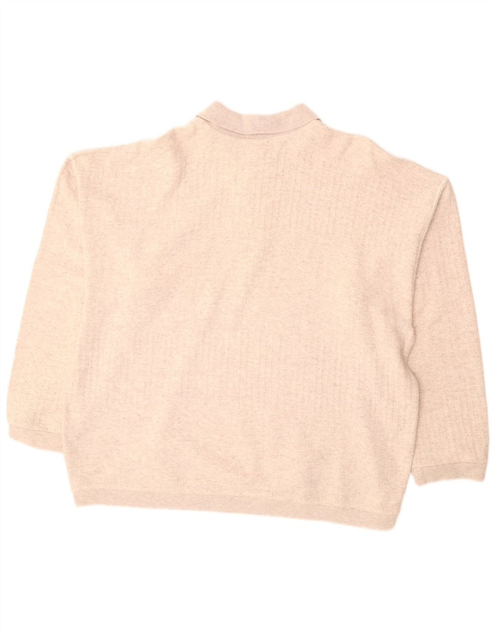 VINTAGE Herre Polo Neck Jumper Sweater 2XL Beige