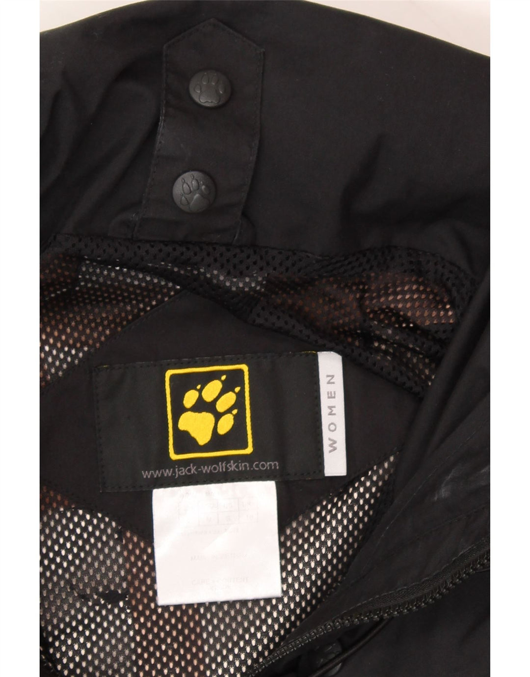 JACK WOLFSKIN Womens Hooded Rain Jacket UK 10 Small Black Polyester Vintage Jack Wolfskin and Second-Hand Jack Wolfskin from Messina Hembry 