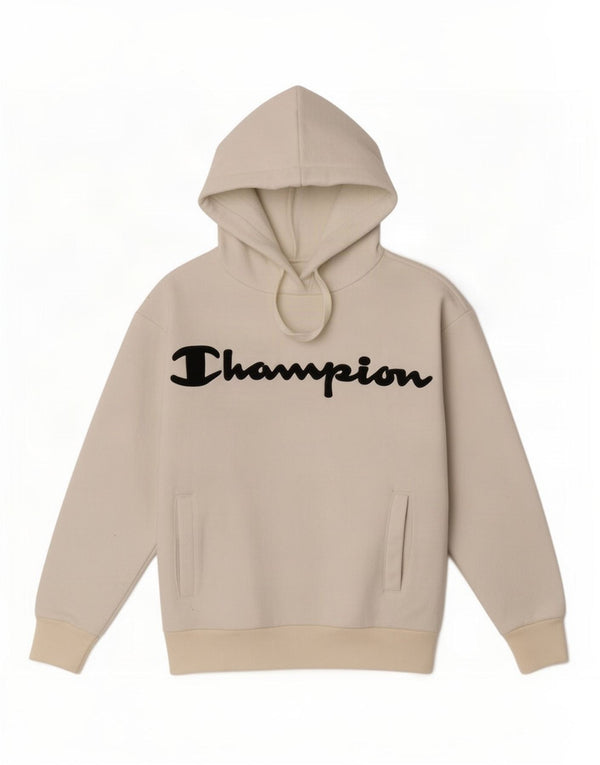 Champion Womens Oversized Graphic Fleece Hoodie Jumper UK 6 XS Off White