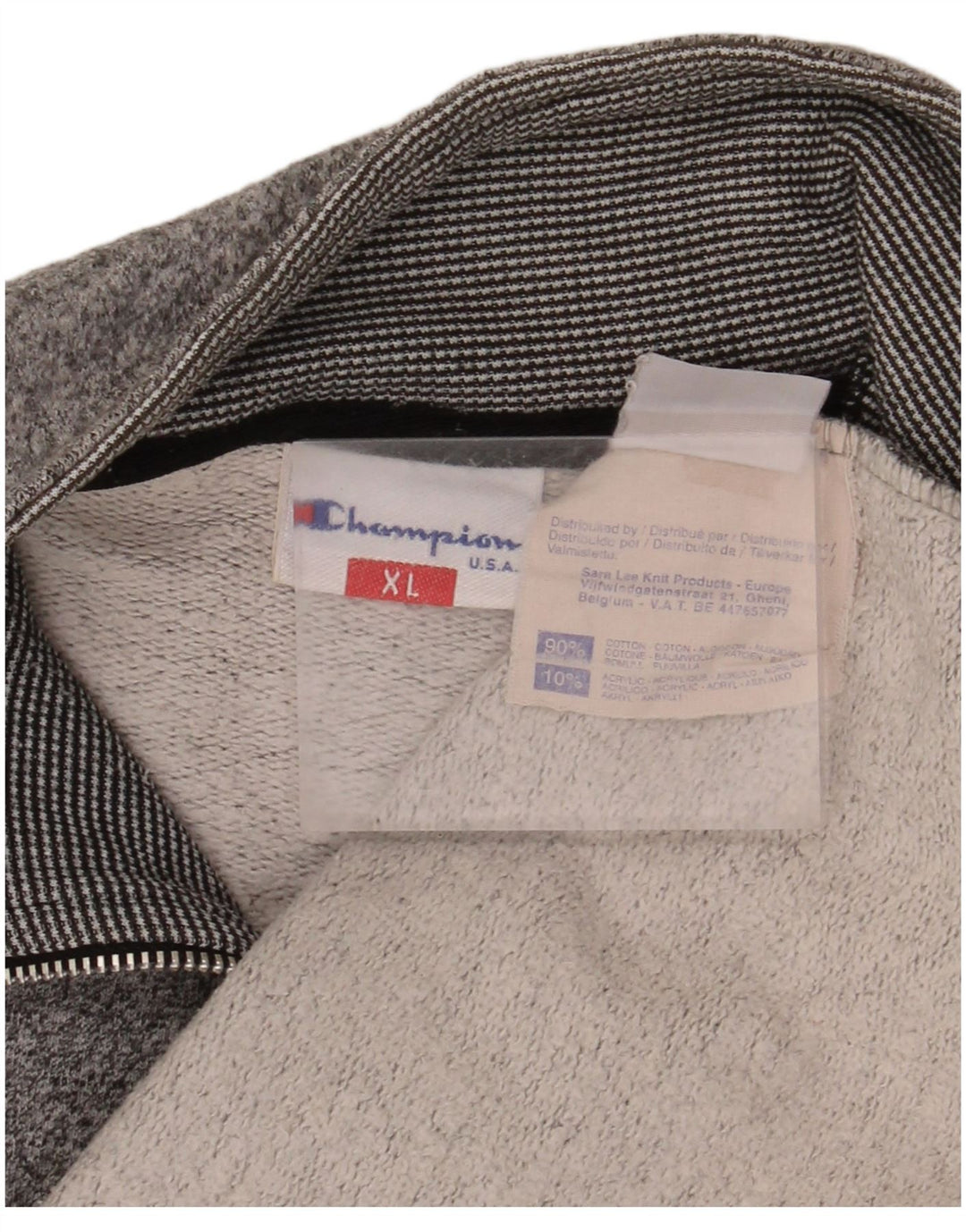 CHAMPION Mens Zip Neck Sweatshirt Jumper XL Grey Flecked Cotton