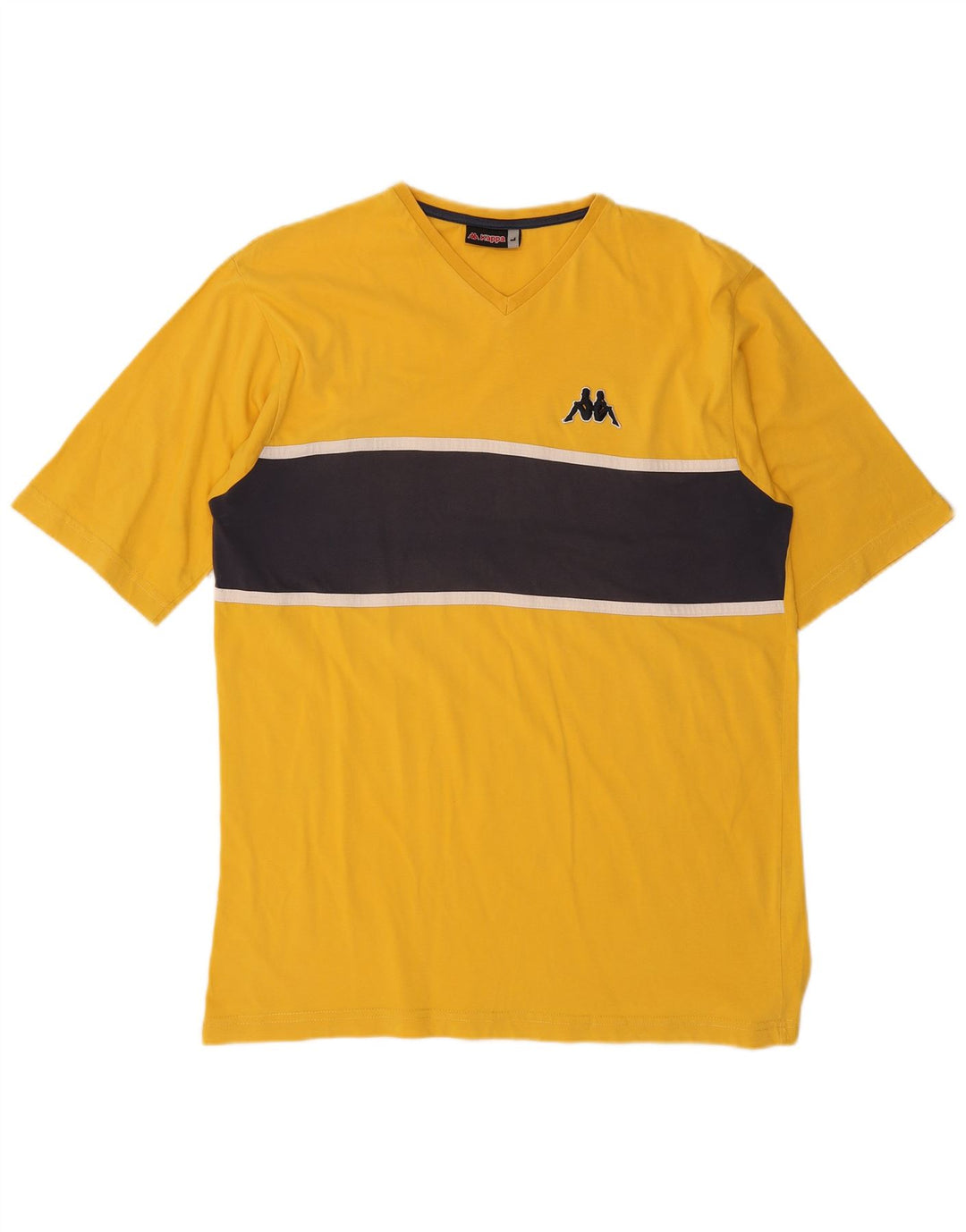 Kappa Herre T-Shirt Top Stor Gul Colourblock Bomuld