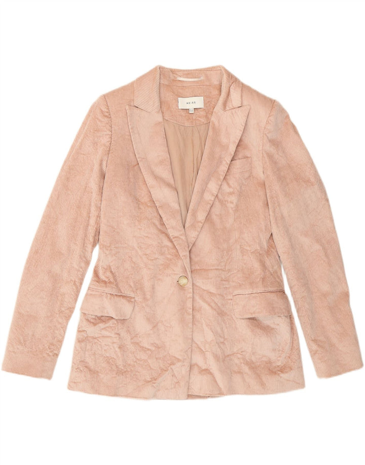 Reiss Dame 1-knap Corduroy Blazer Jacket UK 12 Medium Pink Bomuld