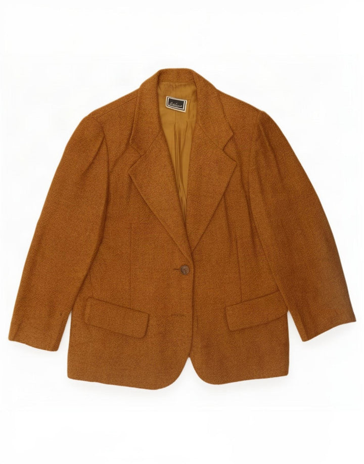 Luisa Spagnoli Dame 1 Knap Blazer Jakke UK 14 Medium Brun Flecked
