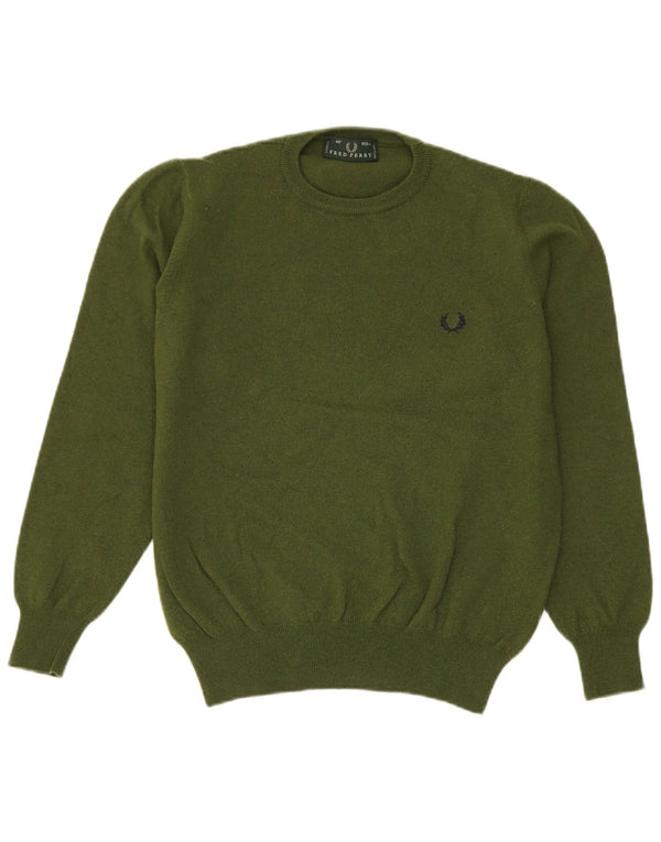 Fred Perry Herre sweater med rund hals, mellemgrøn uld