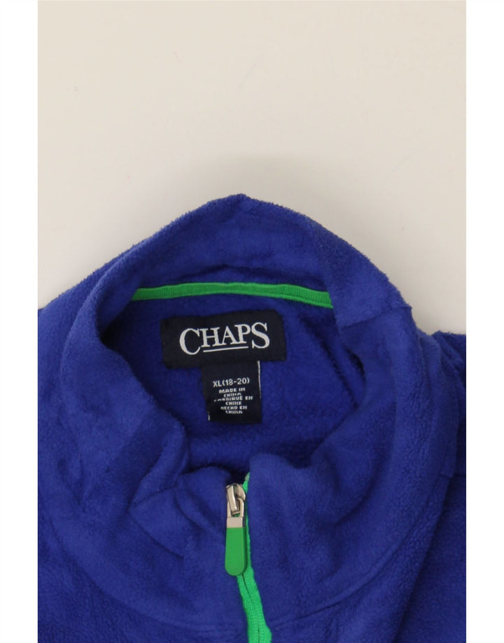 CHAPS Boys Zip Neck Fleece Jumper 15-16 Years XL  Blue Polyester Vintage Chaps and Second-Hand Chaps from Messina Hembry 