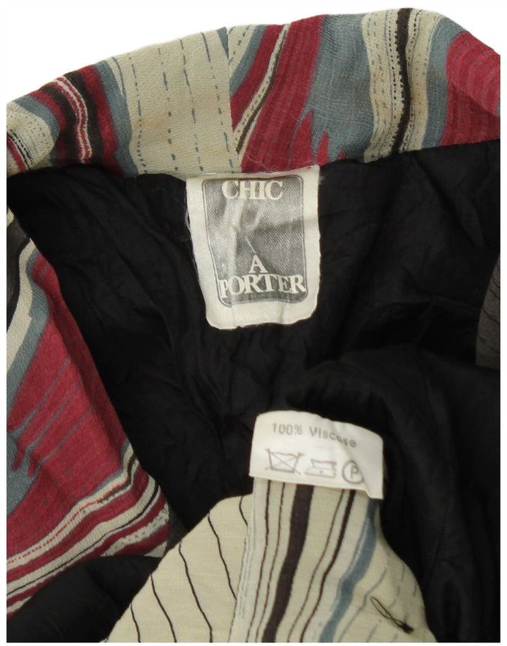 Vintage kvinders abstrakt mønster skjortekjole UK 12 Medium Flerfarvet