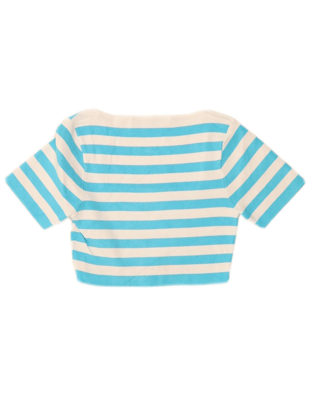 Zara Womens Crop Top UK 8 Lille blå stribet viskose
