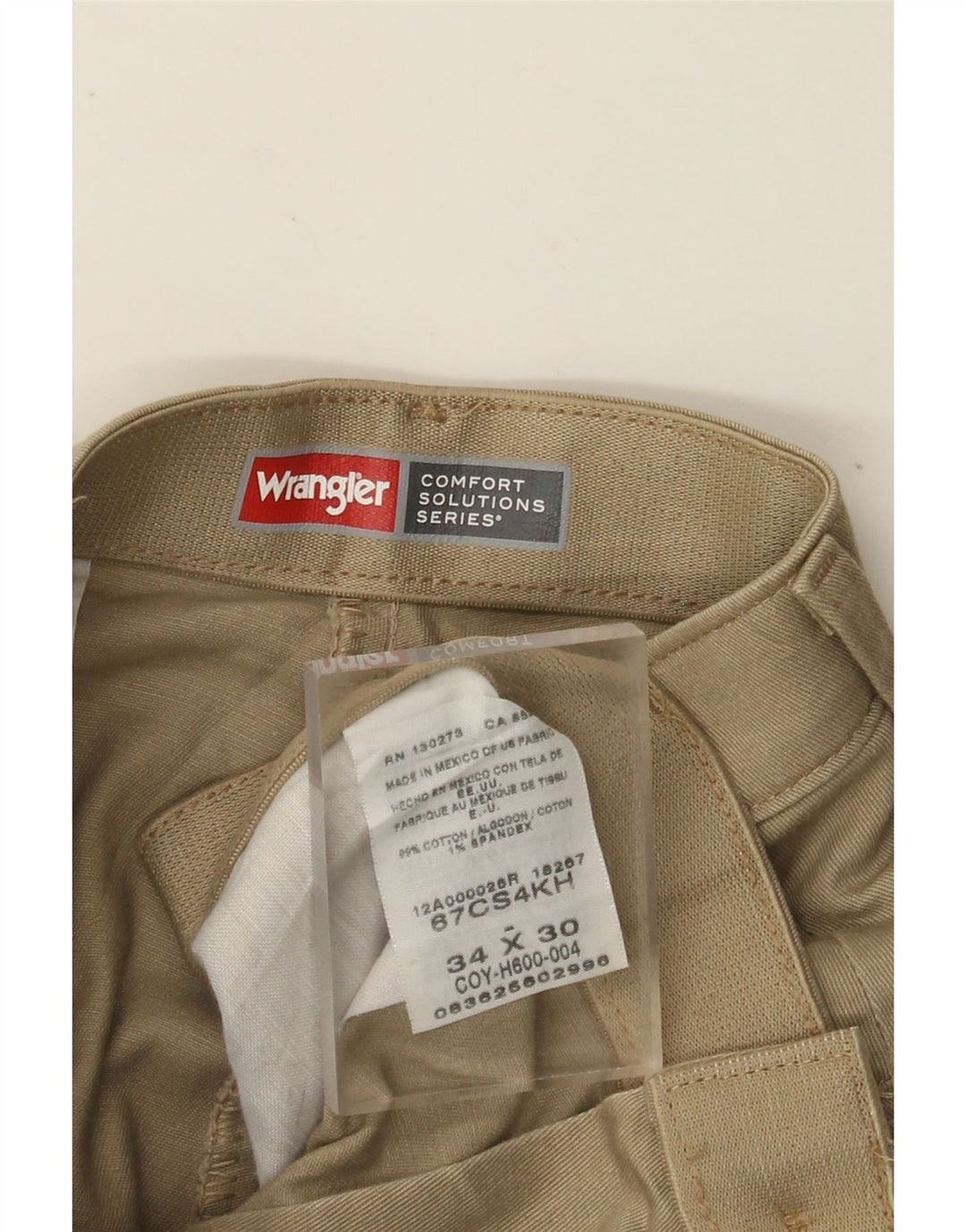 WRANGLER Herre Comfort Fit Straight Chino Bukser W34 L30 Beige Bomuld