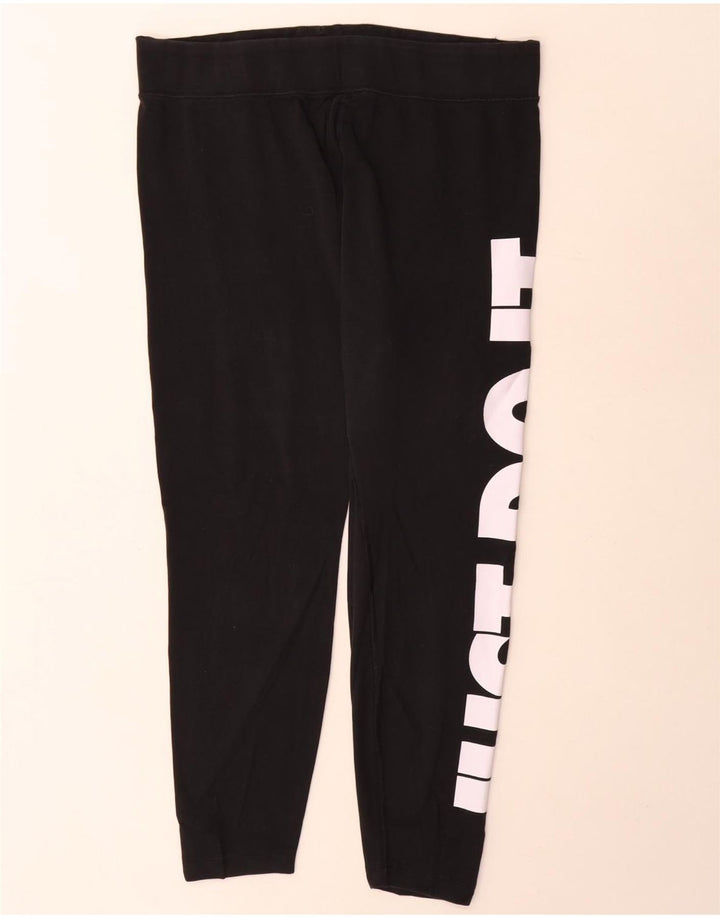 Nike Dame Grafiske Leggings UK 20 2XL Sort Bomuld
