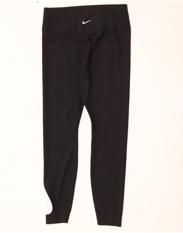 Nike Dame Dri Fit Grafiske Leggings UK 14 Medium Sort Polyester