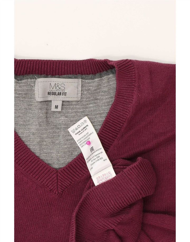Marks & Spencer Herre Regular Fit V-hals sweater Medium Lilla Bomuld