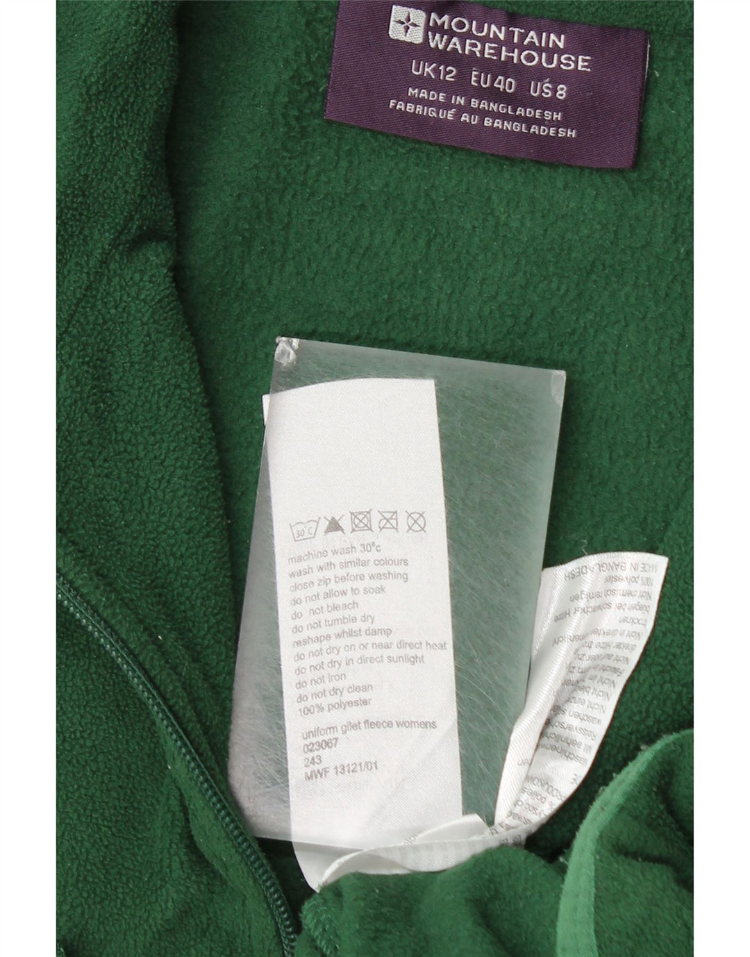 Mountain Warehouse Herre Fleece Gilet UK 12 Medium Green Polyester