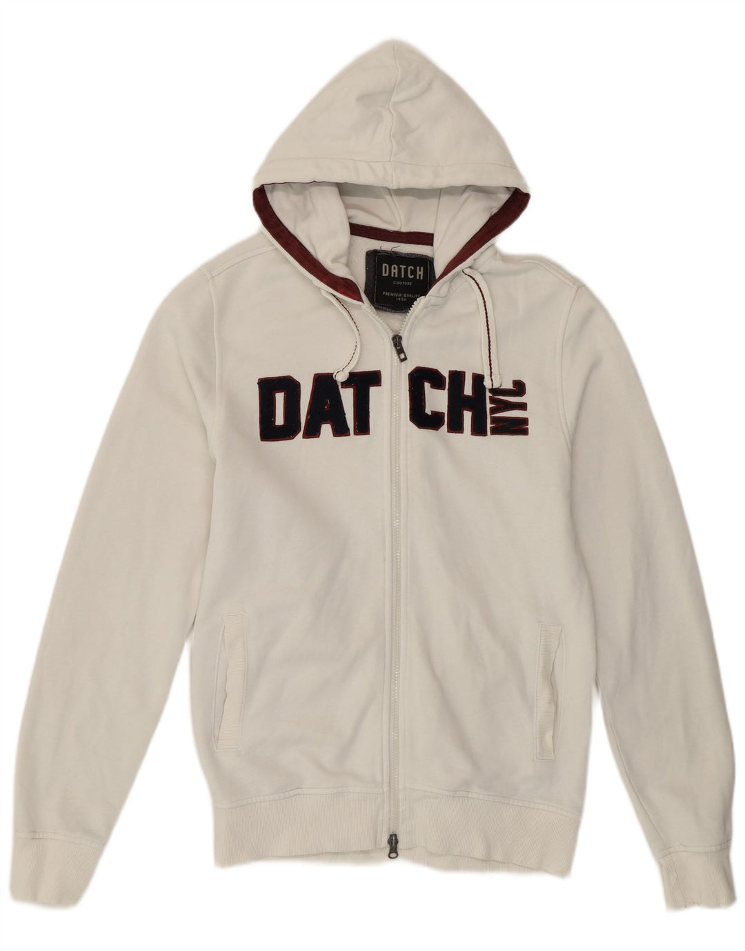 DATCH Mens Graphic Zip Hoodie Sweater Medium White