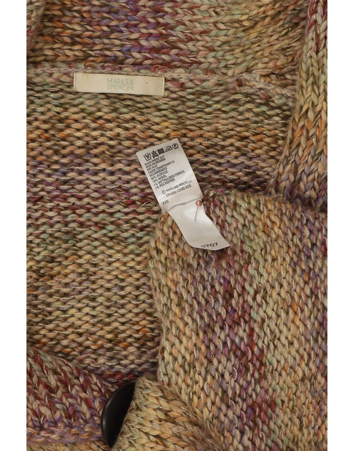 Marks & Spencer Dame Cardigan Sweater UK 12 Medium Flerfarvet Stribet