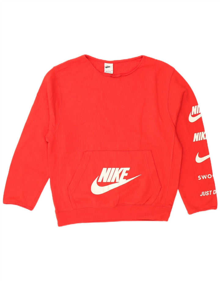 NIKE Mens Swoosh Graphic Loose Fit Sweatshirt Jumper Small Red