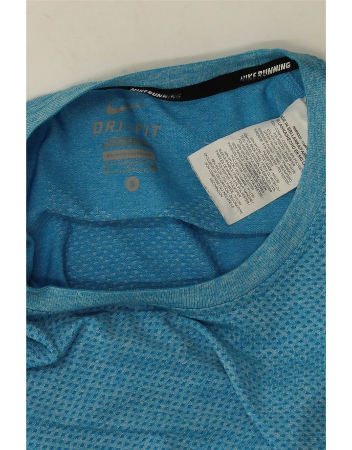 Nike Herre Dri Fit T-shirt Top Lille blå Flecked Polyester