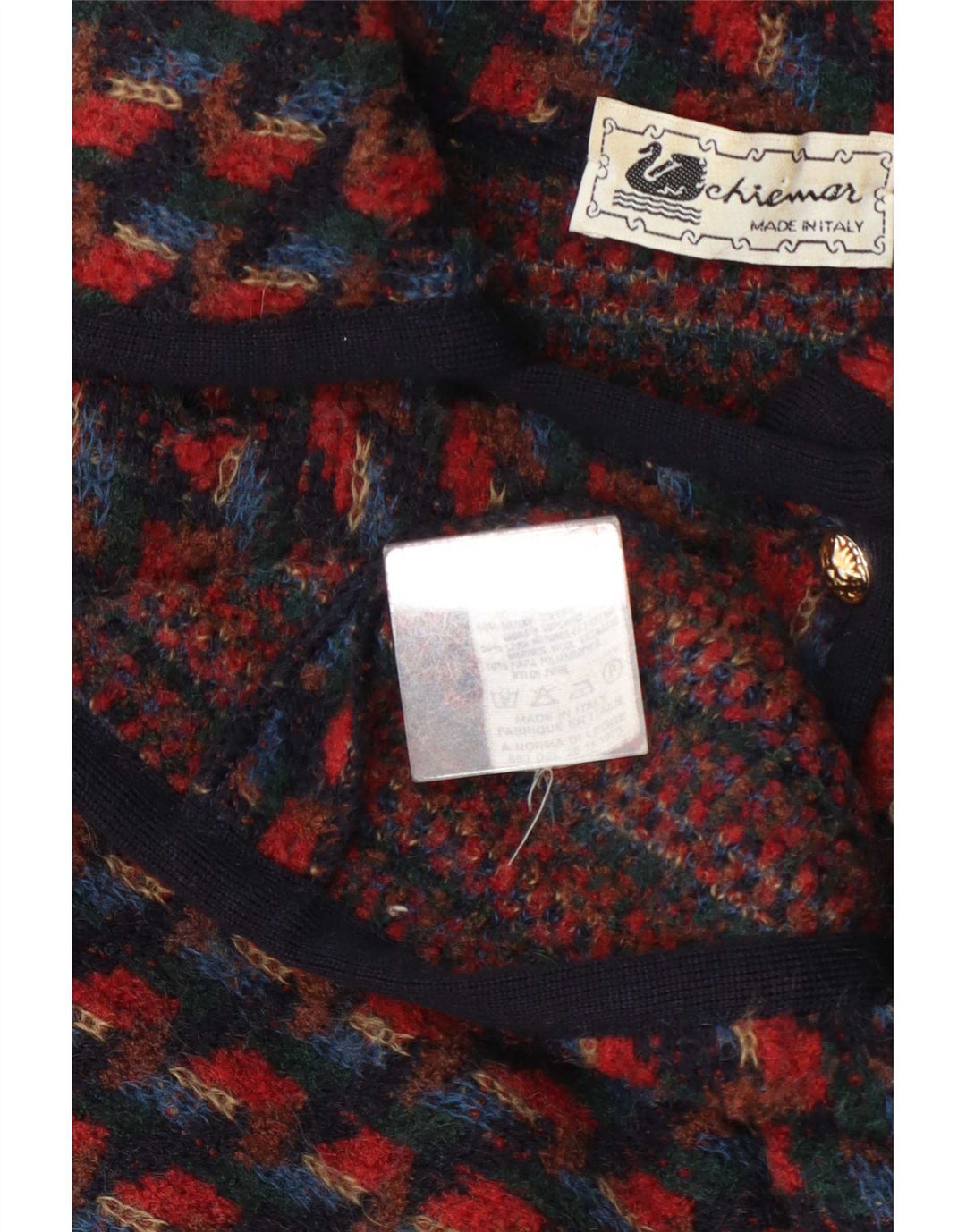 Vintage damestrikket 2-delt nederdelsæt UK 14 Medium W28 Red Houndstooth
