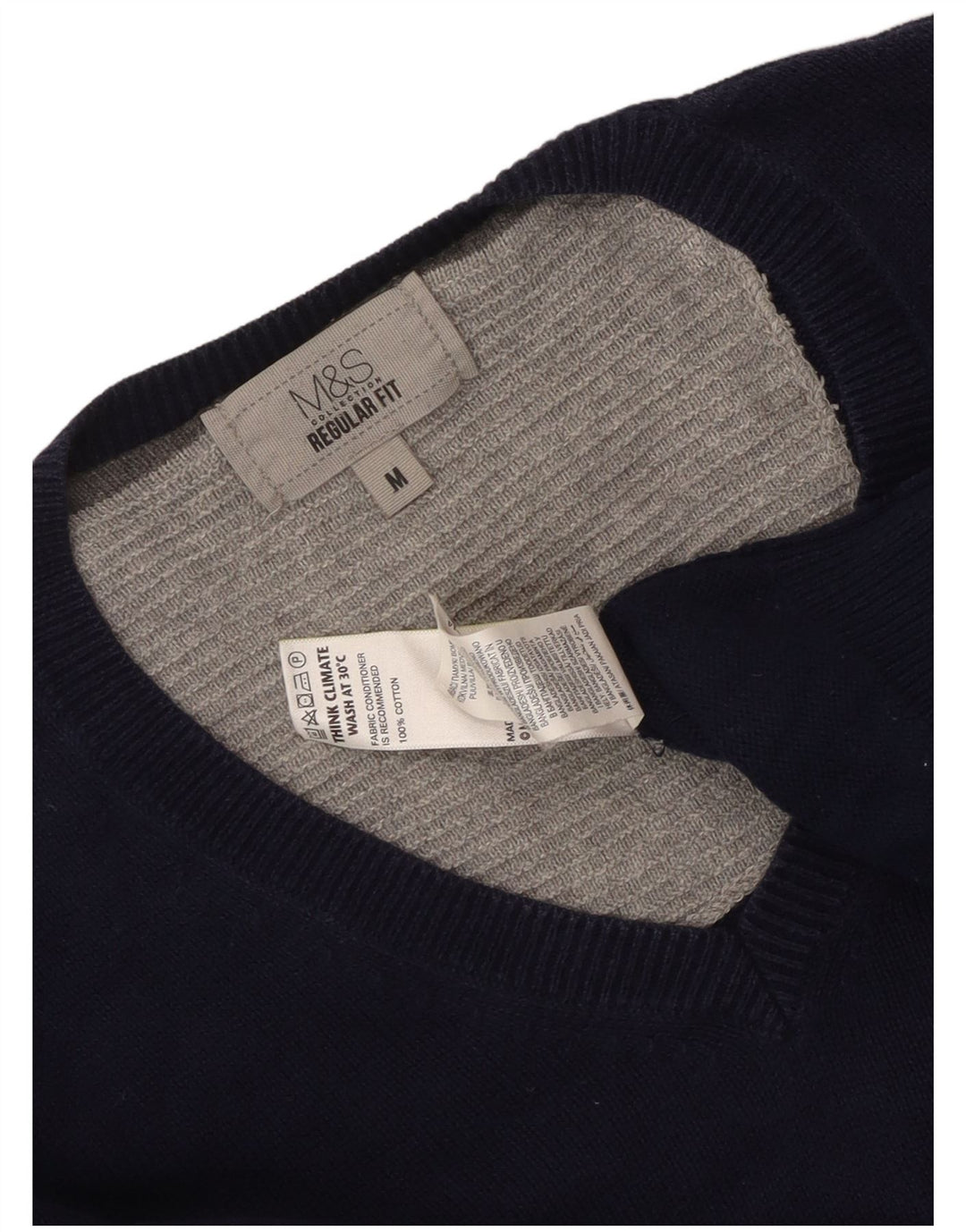 Marks & Spencer Herre Regular Fit V-hals sweater Medium Navy Blue