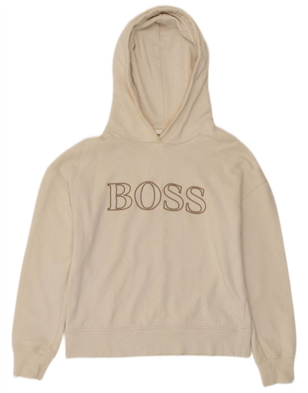 HUGO BOSS Grafisk oversized hættetrøje til damer UK 10 Small Off White