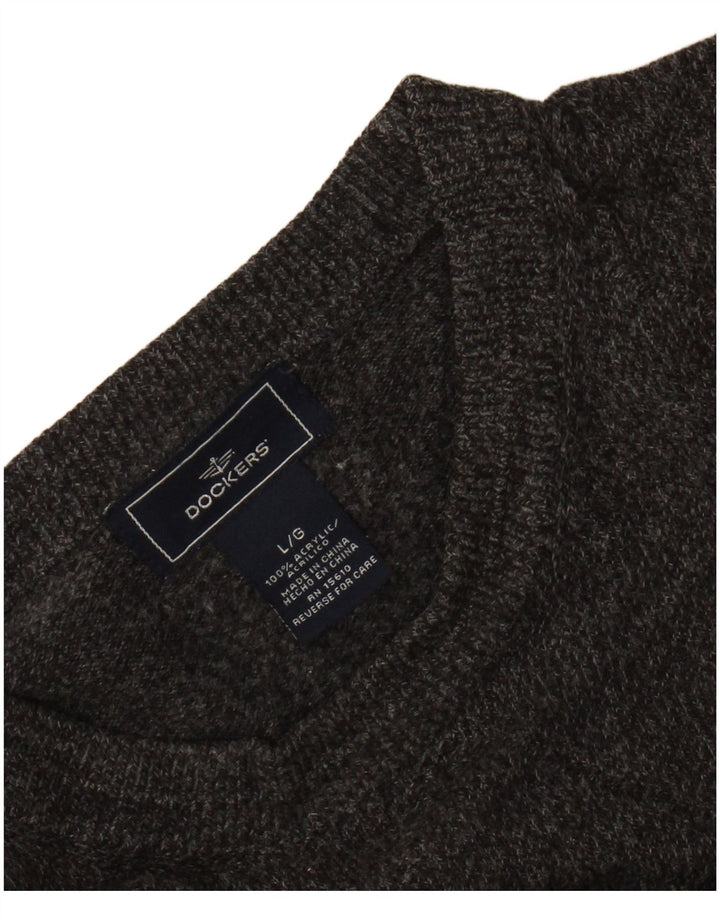 DOCKERS Herre Crew Neck Jumper Sweater Stor Grå Akryl