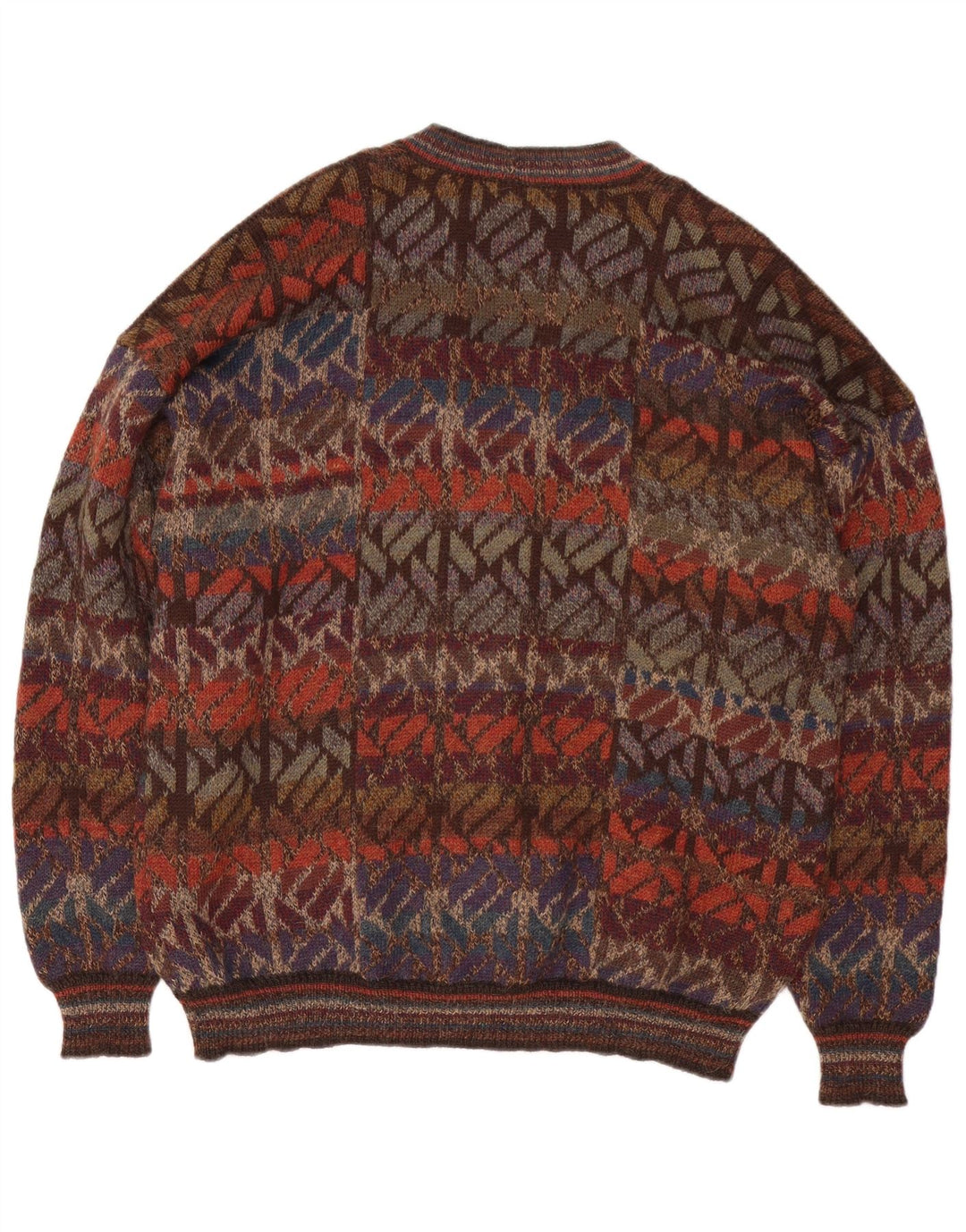 Intiwara Herre cardigan sweater Stor flerfarvet geometrisk alpakauld