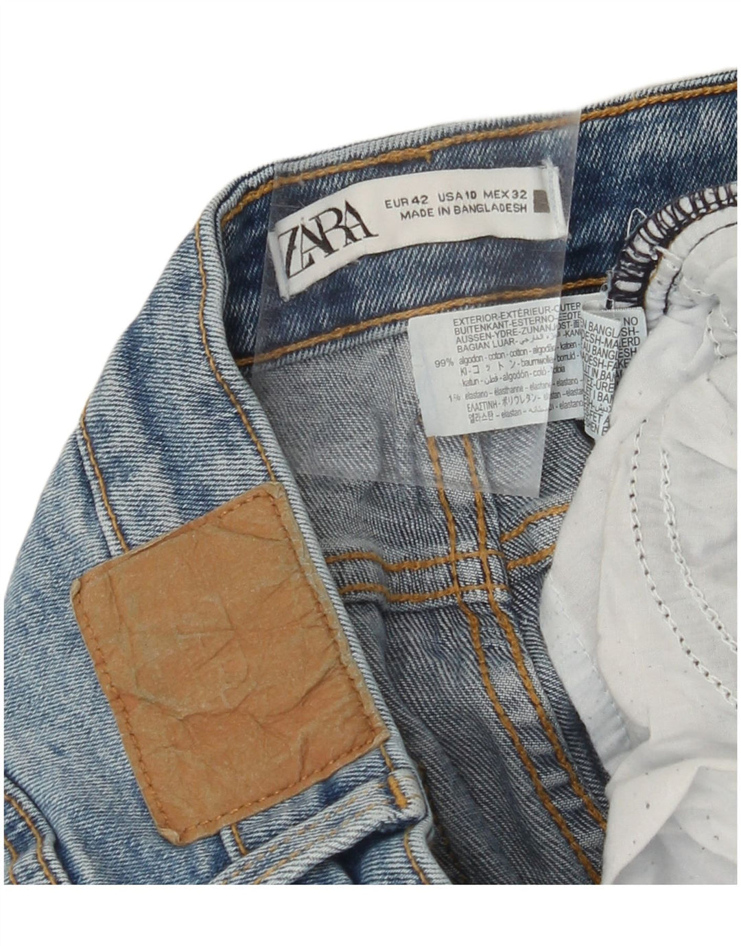 ZARA Dame Crop Højtaljede Jeans EU 42 Large W32 L24 Blå Bomuld