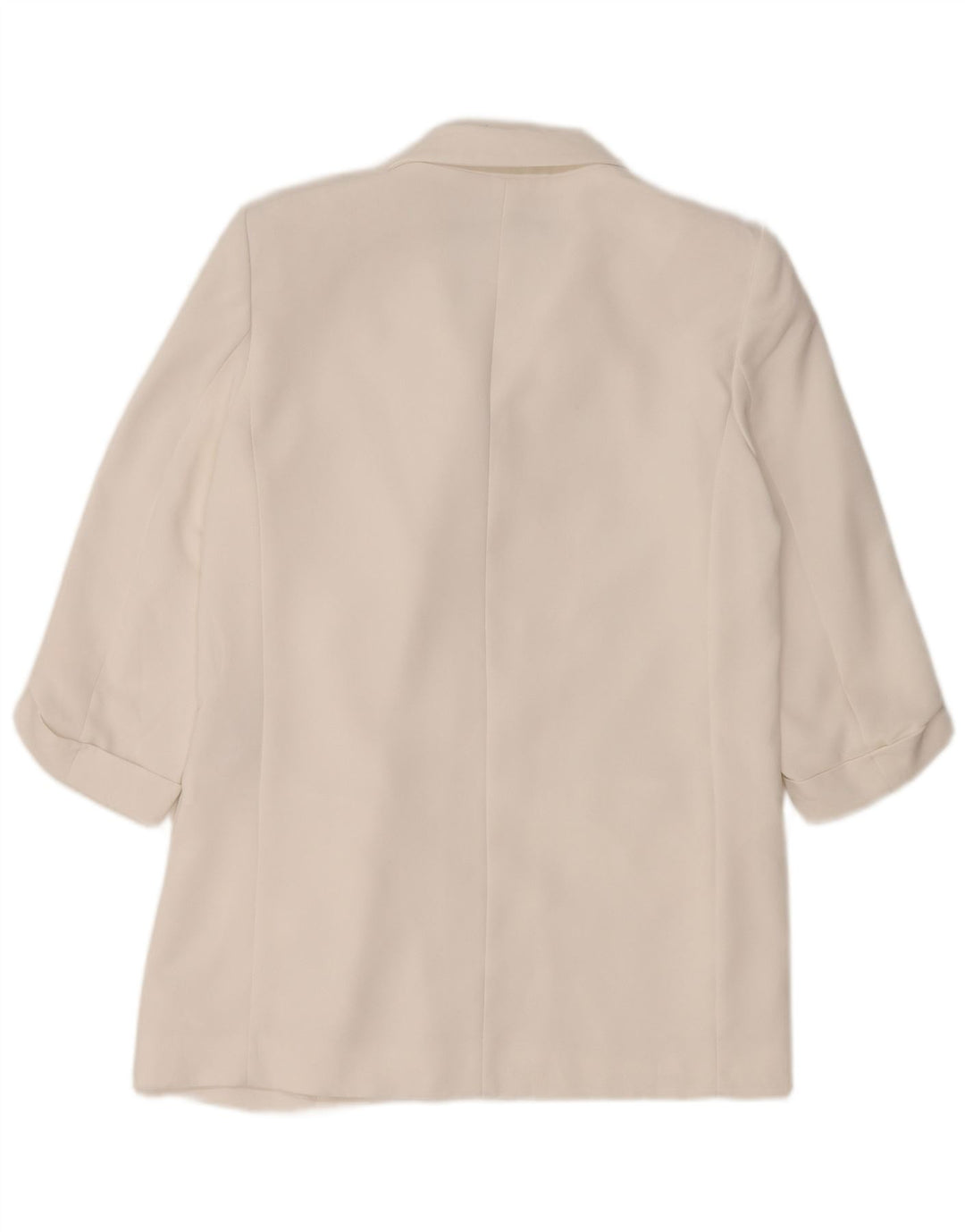 ZARA Dame 3/4 ærmet åben blazerjakke UK 14 Medium White Polyester