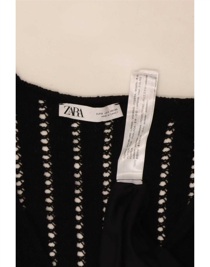 Zara Dame Oversized Bluse Top UK 10 Small Black Polyester