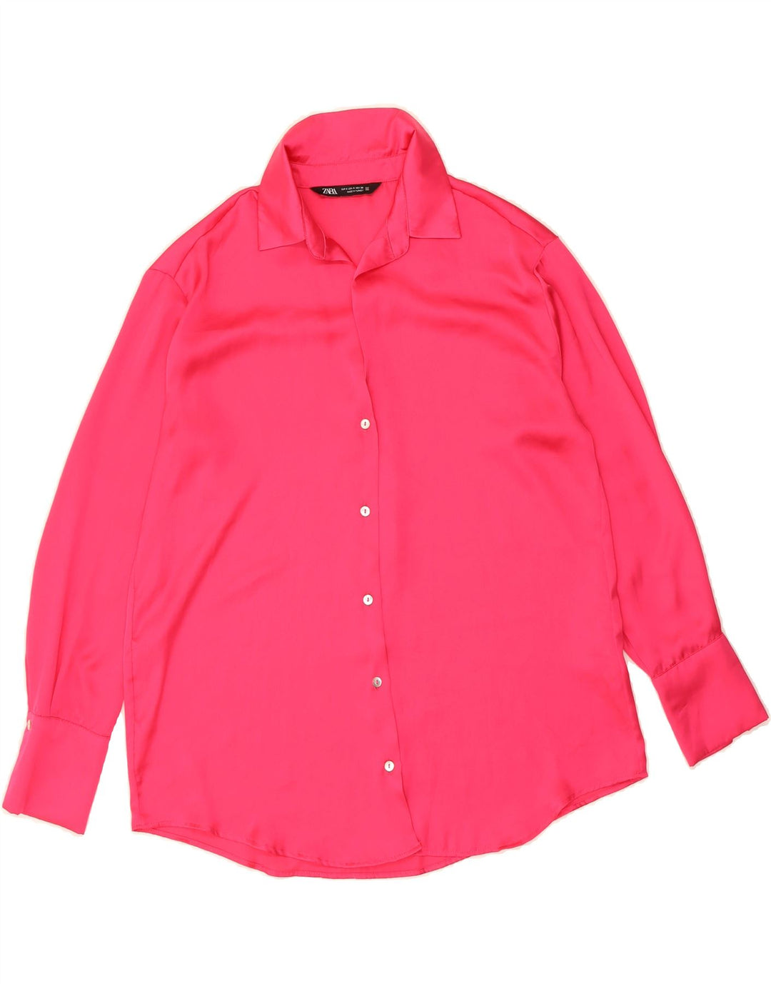 ZARA Womens Oversized Shirt Blouse UK 10 Small Pink Polyester Vintage Zara and Second-Hand Zara from Messina Hembry 