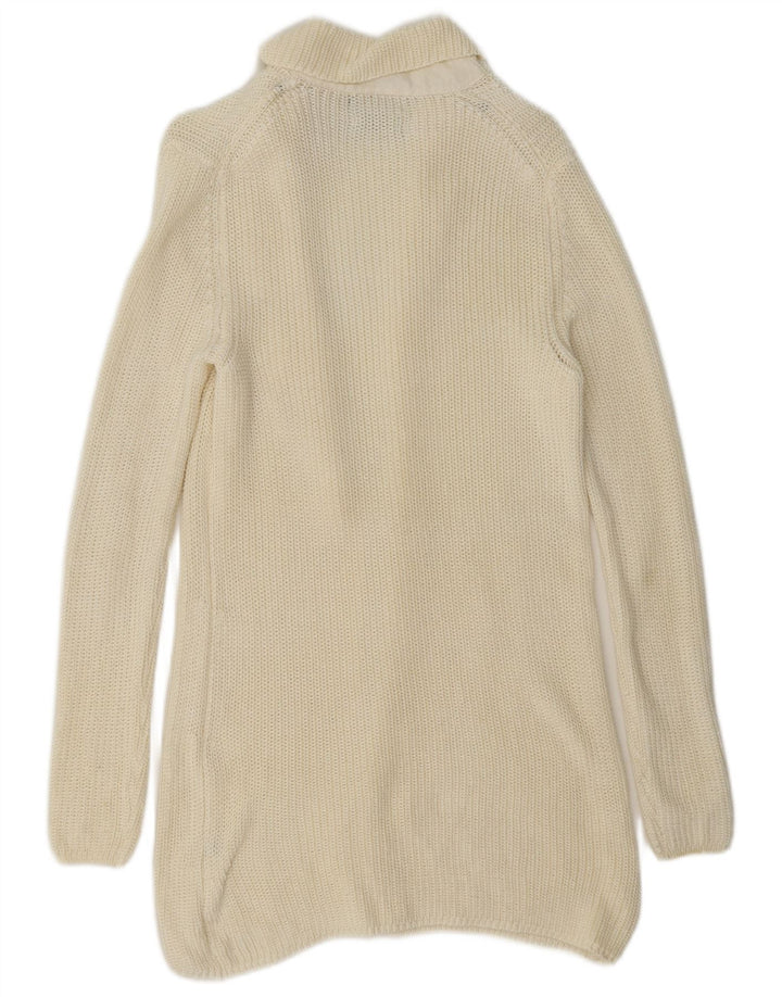 Massimo Dutti Dame Longline Open Cardigan Sweater UK 10 Small Off White