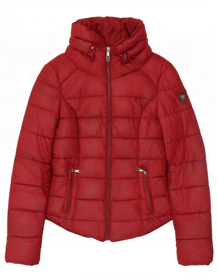 Guess polstret jakke til kvinder UK 10 Lille rød plettet polyester