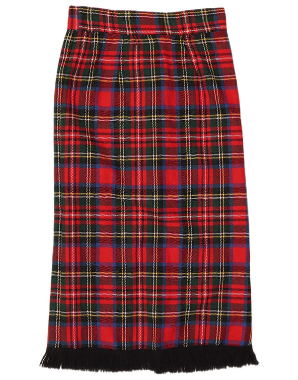 Vintage kvinders højtaljede midi-nederdel W30 Medium rød plaid