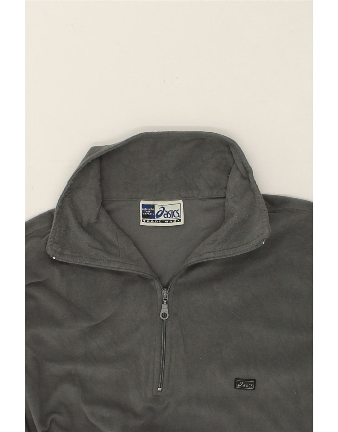 ASICS Mens Zip Neck Fleece Jumper Medium Grey Polyester Vintage Asics and Second-Hand Asics from Messina Hembry 
