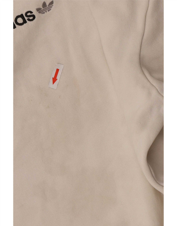 Adidas Dame Grafisk Sweatshirt Jumper UK 14 Medium Off White Bomuld