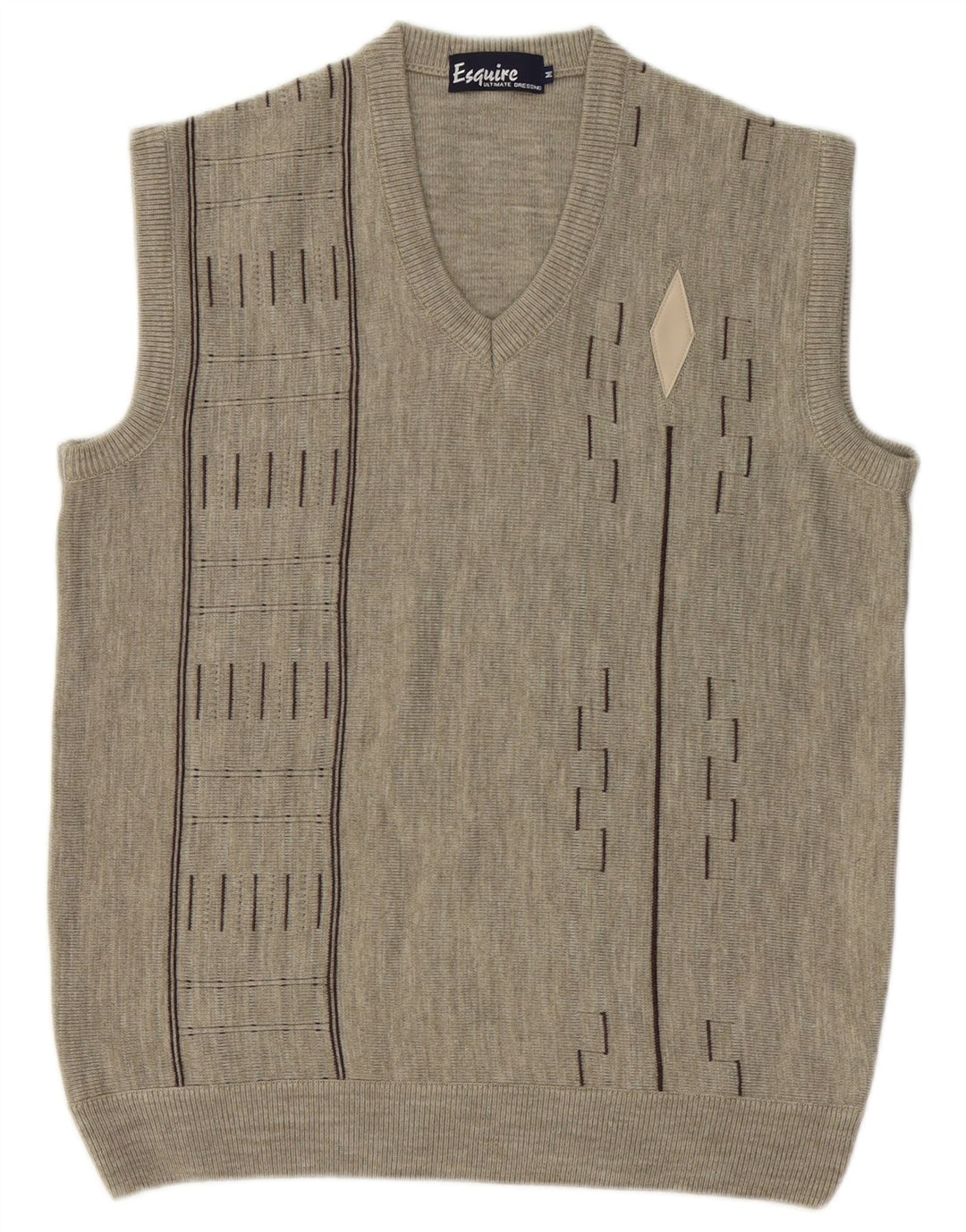 Vintage herrevest tanktop mellemgrå geometrisk