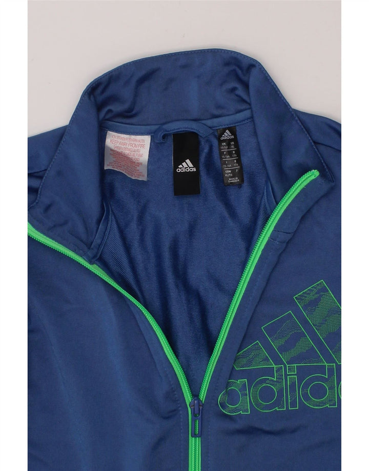 ADIDAS Boys Graphic Tracksuit Top Jacket 15-16 Years Navy Blue Polyester Vintage Adidas and Second-Hand Adidas from Messina Hembry 