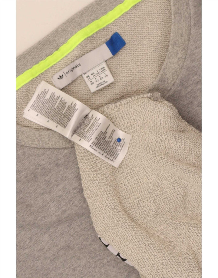 Adidas Womens Graphic Oversized Sweatshirt Jumper UK 14 Medium Grey Bomuld