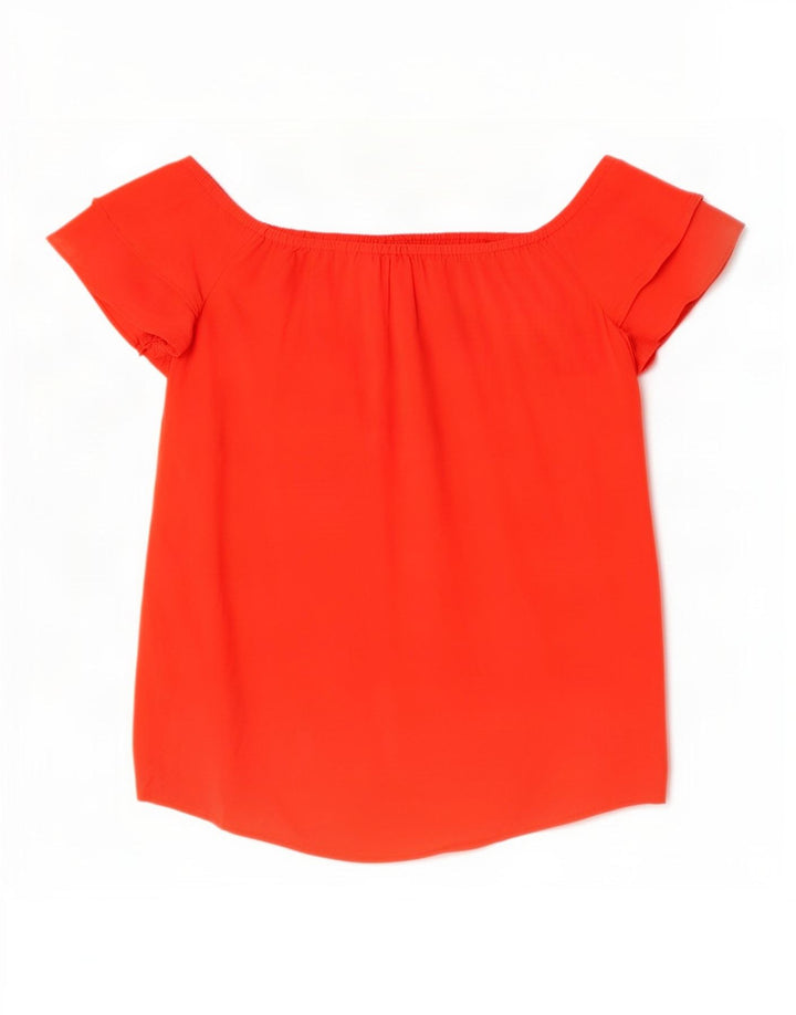 Oasis Womens Off Shoulder Top UK 12 Medium Red Viscose