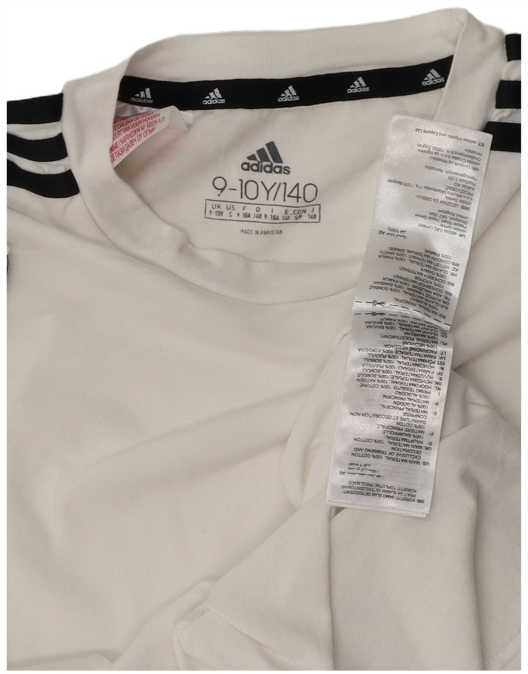 ADIDAS Boys T-Shirt Top 9-10 Years White Cotton