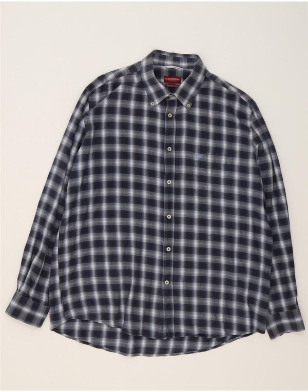 CARRERA Herre Regular Fit Flannel Shirt 2XL Navy Blue Check