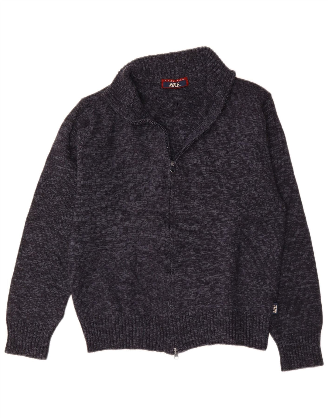Riffel Herre cardigan sweater Medium Marineblå Flecked Uld