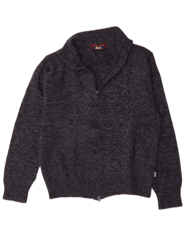 Riffel Herre cardigan sweater Medium Marineblå Flecked Uld