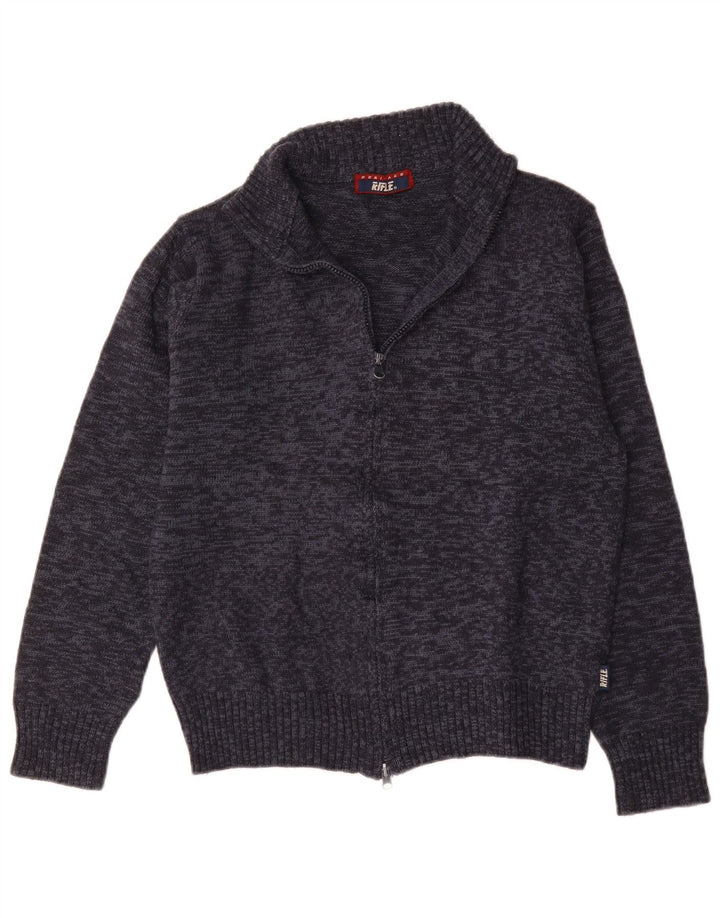Riffel Herre cardigan sweater Medium Marineblå Flecked Uld