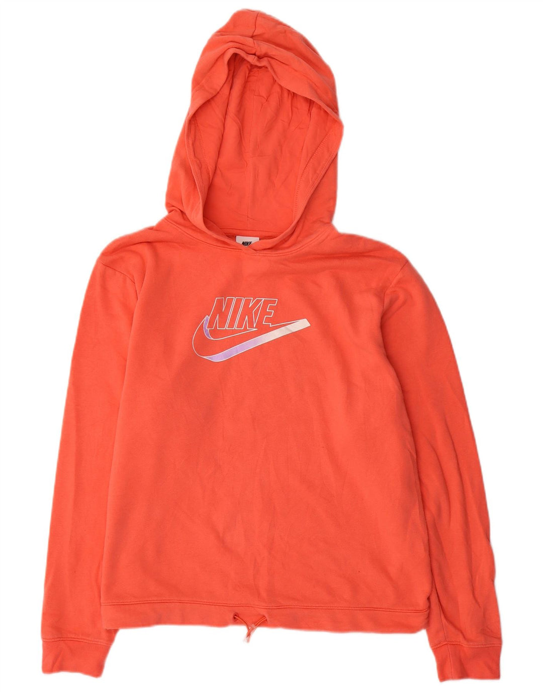 NIKE Oversized grafisk hættetrøjetrøje til kvinder UK 14 Medium Orange