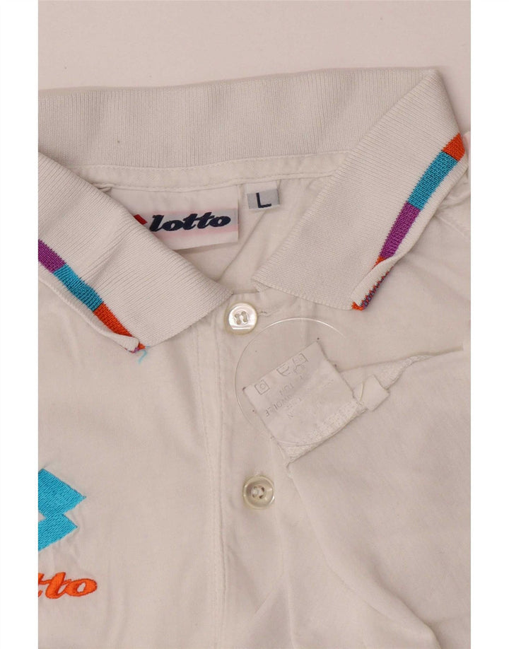Lotto Herre Grafisk Polo Shirt Stor Hvid Bomuld