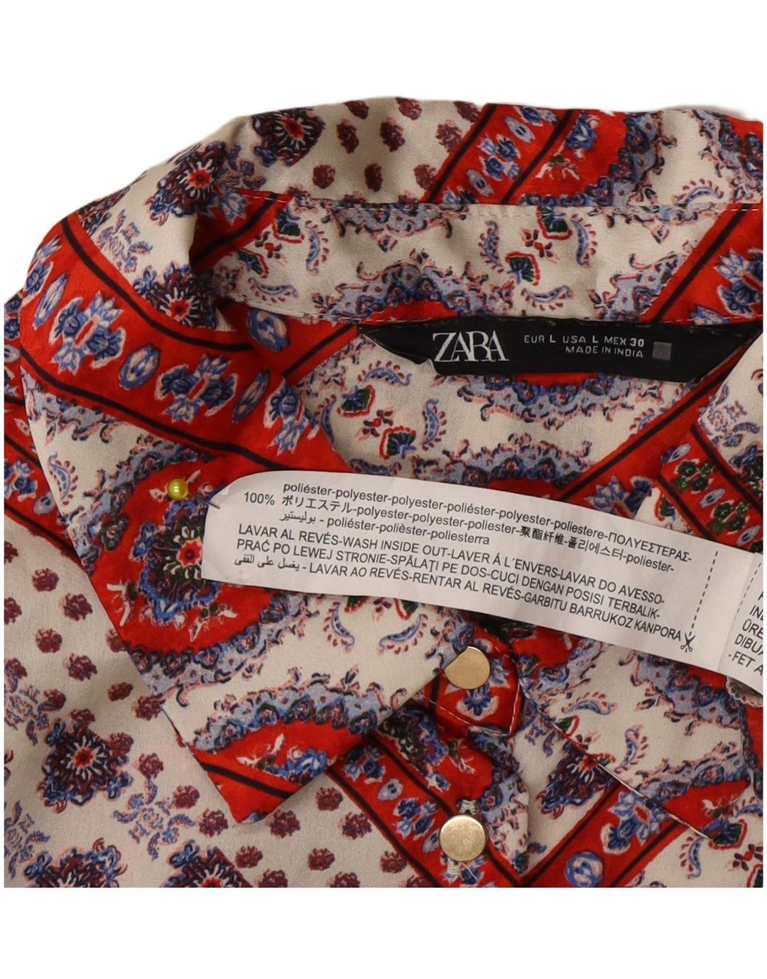 Zara skjortebluse til kvinder UK 16 Stor flerfarvet blomsterpolyester