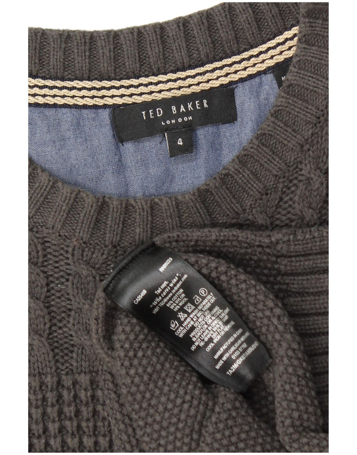 Ted Baker Dame Boat Neck Jumper Sweater Størrelse 4 Stor Grå Bomuld